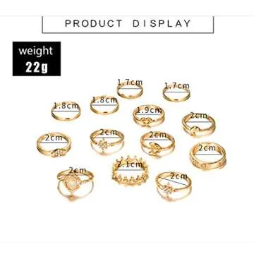 Sither 13 Pcs Women Rings Set Knuckle Rings Gold Bohemian Rings Vintage Gem Crystal Rings Joint Knot Ring Sets for Teens Party Daily Fesvital Jewelry Gift(style3)