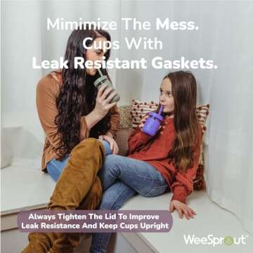 WeeSprout Glass Cups With Lids & Straws, Spill-resistant Cups for Toddlers & Kids, Triple as Toddler...