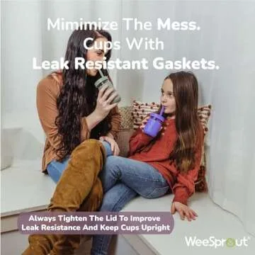 WeeSprout Glass Cups With Lids & Straws, Spill-resistant Cups for Toddlers & Kids, Triple as Toddler...