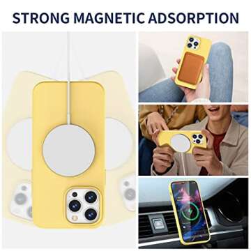 MILPROX Compatible with Magsafe for iPhone 14 Pro Max Silicone Case 2022, Magnetic Liquid Silicone Protective Shockproof Bumper Rubber Gel Shell Cover for iPhone 14 Pro Max 6.7" 2022 - Yellow