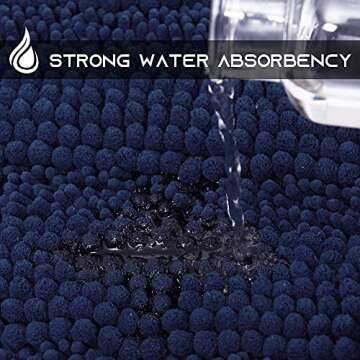 NICETOWN Navy Blue Bathroom Rugs, Ultra Thick and Soft Texture Chenille Plush Floor Mats Hand-Tufted Bath Rug with Non-Slip Backing, Microfiber Door Mat for Kitchen/Entryway (Pack 2-20 x 32/17 x 24)