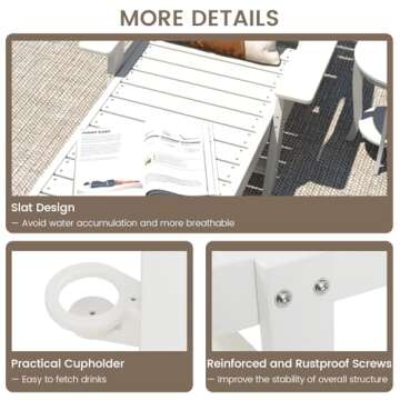 Giantex Adjustable Chaise Lounges Outdoor - Set of 2 Patio HDPE Reclining Chairs Outdoor Recliners W/ 4-Position Backrest, Movable Cup Holder, Folding Chaise Lounge Chairs for Outdoor (2, White)