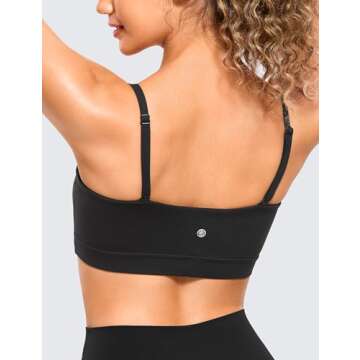 CRZ YOGA Butterluxe Womens Adjustable Spaghetti Thin Strap Sports Bra - Padded Wireless Square Neck ...
