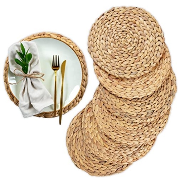 Round Woven Placemats Set of 6 - Eco-Friendly & Durable