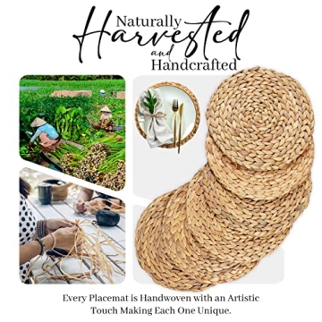 Round Woven Placemats Set of 6 - Eco-Friendly & Durable