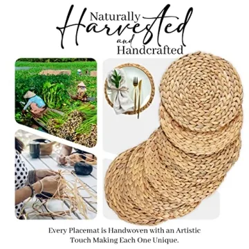 Round Woven Placemats Set of 6 - Eco-Friendly & Durable
