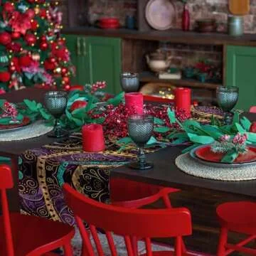 Purple Gold Boho Table Runner 36 Inches Small - Gradient Graffiti Black Abstract Tribal Kitchen Dining Burlap Linen Tablerunner for Small/Round/Square/Wedding/Coffee/Dining Table Party Home Décor