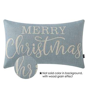 TRENDIN Christmas Couch Pillow Cover 20x12 inch, Blue Lumbar Throw Pillowcase, Home Chair Office Winter Decorations Linen Cushion Cover for Sofa Couch PL704TR