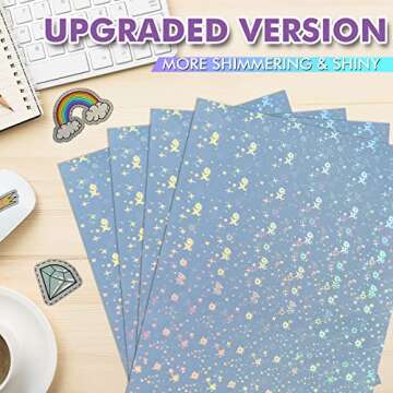 Koala Star Holographic Sticker Paper for Inkjet Printer 10 Sheets 8.5x11 Inch Printable Holographic Vinyl Sticker Paper Waterproof, Brighter Holographic Effect