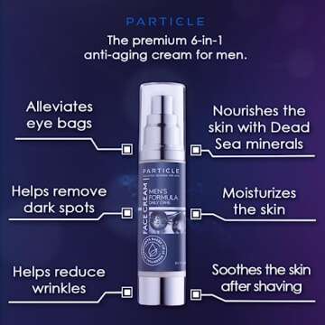 Particle 6-in-1 Face Cream for Men Anti-Aging Moisturizer, Reduces Wrinkles, Dark Spots & Eye Bags, Pack of 1 (1.7 oz.