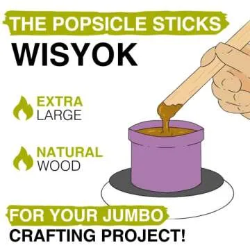 WISYOK Jumbo Craft Sticks - 60pcs Natural Birch Wood