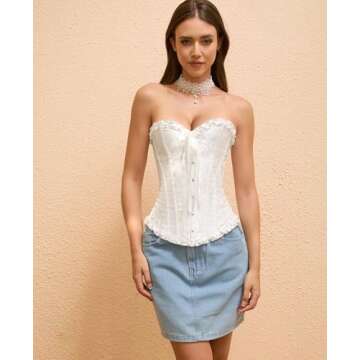SZIVYSHI Corset Tops for Women, Bustier Shapewear Lingerie, Fashion Lace Waist Push Up Bodysuit Vest...