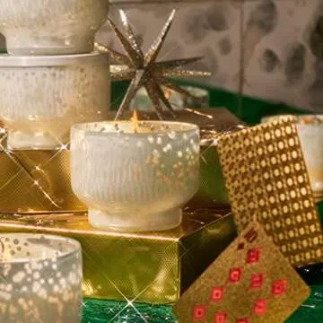 Capri Blue Holiday Mercury Jar Candle - Luxury Scented Candles for Home Decor - Long Lasting Soy Wax Blend- Decorative Jar for Holidays - Inverted Pumpkin Dulce (10 oz)