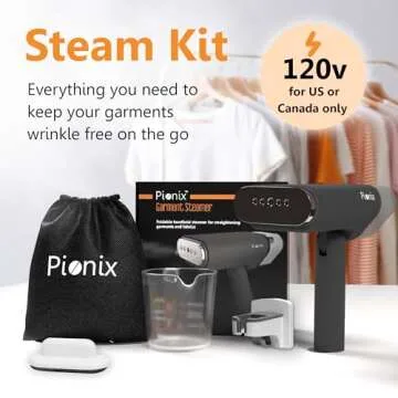 Pionix Handheld Garment Steamer - Foldable Handheld Steamer Clothes, 2-in-1 Horizontal & Vertical Fabric Steamer, Portable Hand Held Steamers for Clothes, 1000W Steam Press for Home & Travel - black
