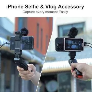 Newmowa Pink Magnetic Phone Vlog Selfie Monitor Screen, 1080P Wireless Recording, Using Phone Rear Camera for Selfie Vlog Live Stream TikTok, Compatible with iPhone(Support 4K 30fps Wired Recording)