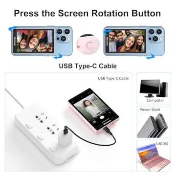 Newmowa Pink Magnetic Phone Vlog Selfie Monitor Screen, 1080P Wireless Recording, Using Phone Rear Camera for Selfie Vlog Live Stream TikTok, Compatible with iPhone(Support 4K 30fps Wired Recording)