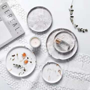 Elegant Marbled Round Jewelry Dish for Stylish Home Organization