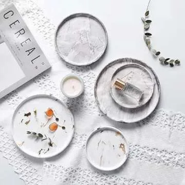 Elegant Marbled Round Jewelry Dish for Stylish Home Organization