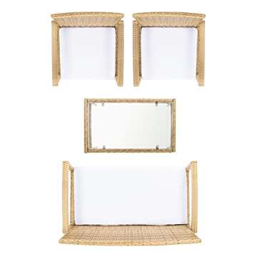 SAFAVIEH Outdoor Collection Bassey Natural/White Cushion 4-Piece Conversation Patio Set PAT7507D