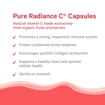 PURE SYNERGY Pure Radiance C | Organic Vitamin C Capsules | 100% Natural, Whole Food, Non-GMO Supplement with Camu Camu Extract | for Immune and Collagen Support (90 Capsules)