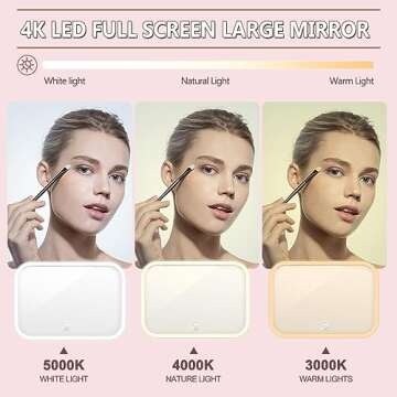 Large Makeup Bag With Light Up Mirror, [Extra Large Size] Yofuly Lighted Makeup Case, Travel Makeup Train Case with Adjustable Dividers and 10x Magnifying Mirror | 3 Adjustable Brightness