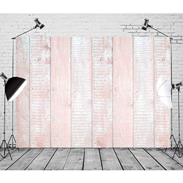 BELECO 7x5ft Fabric Wood Backdrop Light Pink Colored Wood Planks Texture Photography Backdrop for Bi...