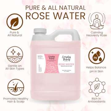 Rose Water Facial Toner - 32oz Bulk Alcohol-Free Vegan All Natural Refreshing for Face and Hair - Up...