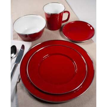 Golden Rabbit Enamelware - 12 x 16 Oval Platter (Solid Red)