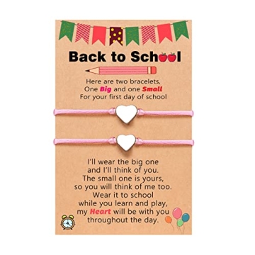 Matching Mother Daughter Bracelets for First Day of School - Adjustable & Heartfelt