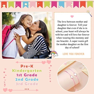 Matching Mother Daughter School Bracelets Adjustable Heart Charms