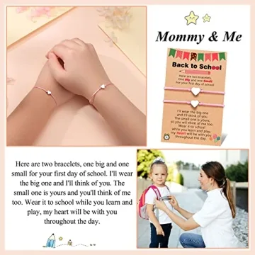 Matching Mother Daughter School Bracelets Adjustable Heart Charms
