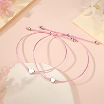 Matching Mother Daughter School Bracelets Adjustable Heart Charms