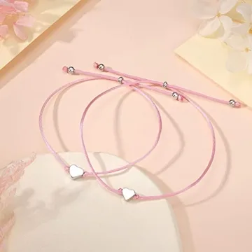 Matching Mother Daughter School Bracelets Adjustable Heart Charms