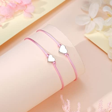 Matching Mother Daughter School Bracelets Adjustable Heart Charms