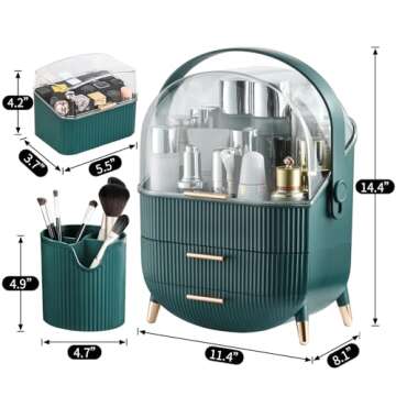 CANITORON Makeup Organizer,Skincare Organizer with 2 Drawers and Brush Storage Box,Lipstick Holder,C...