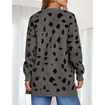 ZESICA Women's Leopard Print Cardigan for Stylish Warmth