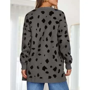 ZESICA Women's Leopard Print Cardigan for Stylish Warmth