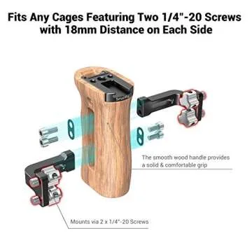 SMALLRIG Wooden Side Handle Grip - Ergonomic & Adjustable