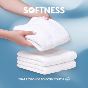 Luxury White Hand Towels - Soft 100% Turkish Cotton Set of 6
