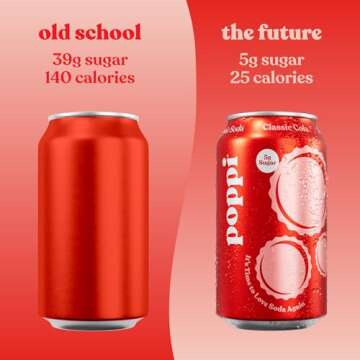 Poppi Sparkling Prebiotic Soda Beverage with Apple Cider Vinegar, Seltzer Water and Fruit Juice, Classic Cola Flavor, 12 oz, Pack of 12, Packaging May Vary