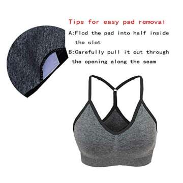 AKAMC Women's Removable Padded Sports Bras Medium Support Workout Yoga Bra 3 Pack,White/Blue/Black,Medium