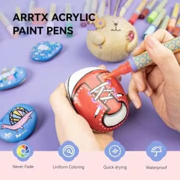 Arrtx 48 Colors Acrylic Paint Pens, 3mm Medium Tip Paint Markers Paint Pens, Non Toxic, Waterbased, Quick Drying for Artists Detailing, Rock Painting, Wood, Canvas, DIY Crafts Making Art Supplies