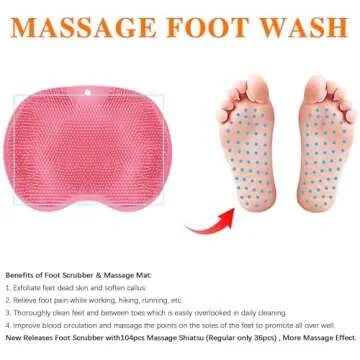 4 Pcs Shower Foot Scrubber,Scrubber for Use In Shower,Silicone Body Scrubber Foot Massager Mat,with Non Slip Suction Cups Foot Cleaner Shower Exfoliating Bath Wash Pad Foot Massager,Soothe Achy Feet