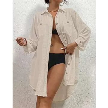 Stylish Bsubseach Women's Swimsuit Cover Up Blouse