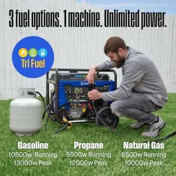 Westinghouse Outdoor Power Equipment 13500 Peak Watt Tri-Fuel Home Backup Portable Generator, Remote Electric Start, Transfer Switch Ready, Gas, Propane, and Natural Gas Powered