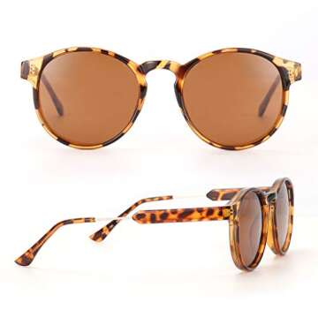 Chic Polarized Women’s Retro Round Sunglasses – Brown Lens/Tortoise Frame