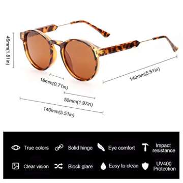 Stylish Polarized Sunglasses for Women | Retro Round Shades