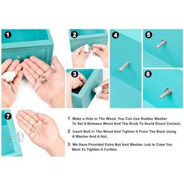 Perilla Home Decorative Pink Crystal Knobs Set of 6