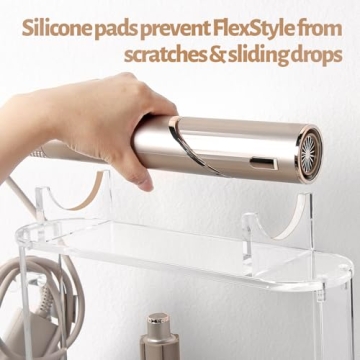 Affogato Storage Holder Compatible with Shark FlexStyle HD430C, Desktop Organizer for Storage Attachments, Acrylic Hairdryer Rack with Cord Hanger for Accessories Curlers Brushes Diffuser