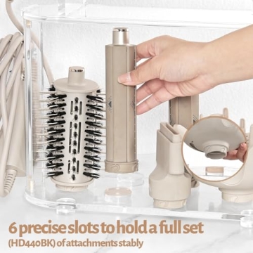 Affogato Storage Holder Compatible with Shark FlexStyle HD430C, Desktop Organizer for Storage Attachments, Acrylic Hairdryer Rack with Cord Hanger for Accessories Curlers Brushes Diffuser